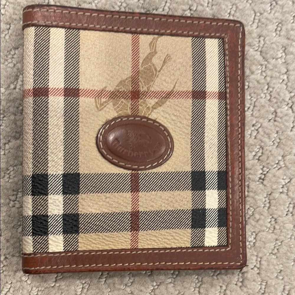 Burberry Tan and Brown Key Card Holder with Classic Check